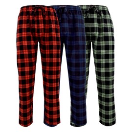Andrew Scott Men's 3 Pack Cotton Flannel Fleece Brush Pajama Sleep & Lounge Pants (3 Pack - Combo Pack A, X-Large)