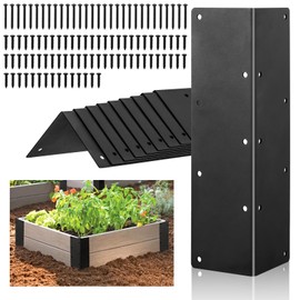 KvyusFlourish 10 Packs Raised Beds Corner Brackets 11 in Metal L Brackets for with Screws Black Angle Corner Bracket Connectors 11" x 3" x 3" for Wood Flower Box Angle Brace Black