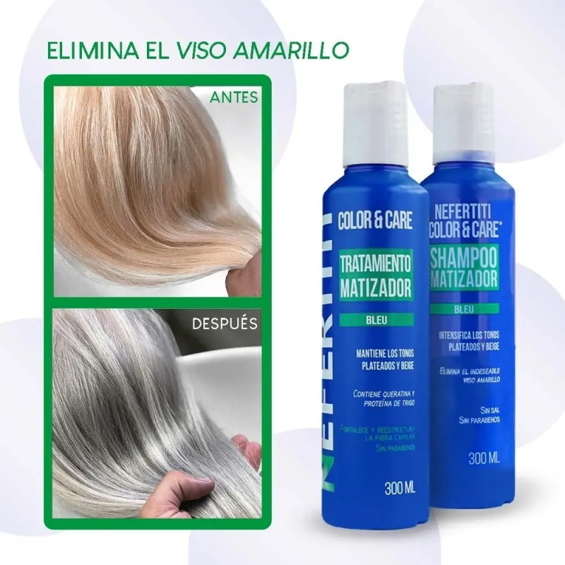 Kit Shampoo Y Tratamiento Matizador Para Tonos Plata Y Beige