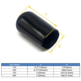 Rubber End Caps, 1/2" Vinyl End Caps Bolt Screw Covers Thread Protectors, Round Flexible Rubber Screw Covers Bolt Caps 20 Pack