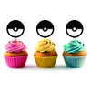 Pokeball Silhouette Acrylic Cupcake Toppers 12 pcs