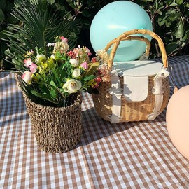 Large 200x200cm Double-Sided Waterproof Travel & Picnic Mat for Camping Waterproof Mat Brown Check - L (200x200cm)