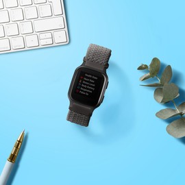 kwmobile Nylon Band Compatible with Garmin Venu Sq 2 Music/Sq 2 - Band Replacement Strap for Fitness Tracker - Grey