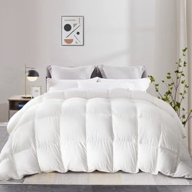 puredownÂ® Goose Feather Down Comforter Full/Queen Size, All Season Duvet Insert, Cloud Soft Hotel Collection Bedding Comforters 100% Cotton Shell