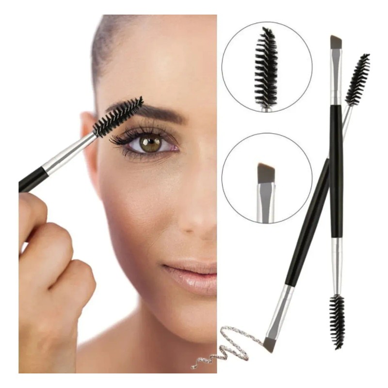 Brocha Doble Para Ceja Cepillo Pestañas 2 Cabezas Maquillaje