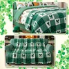 Tingjoo St. Patrick's Day Blanket Clover Bow Fuzzy Blanket Spring