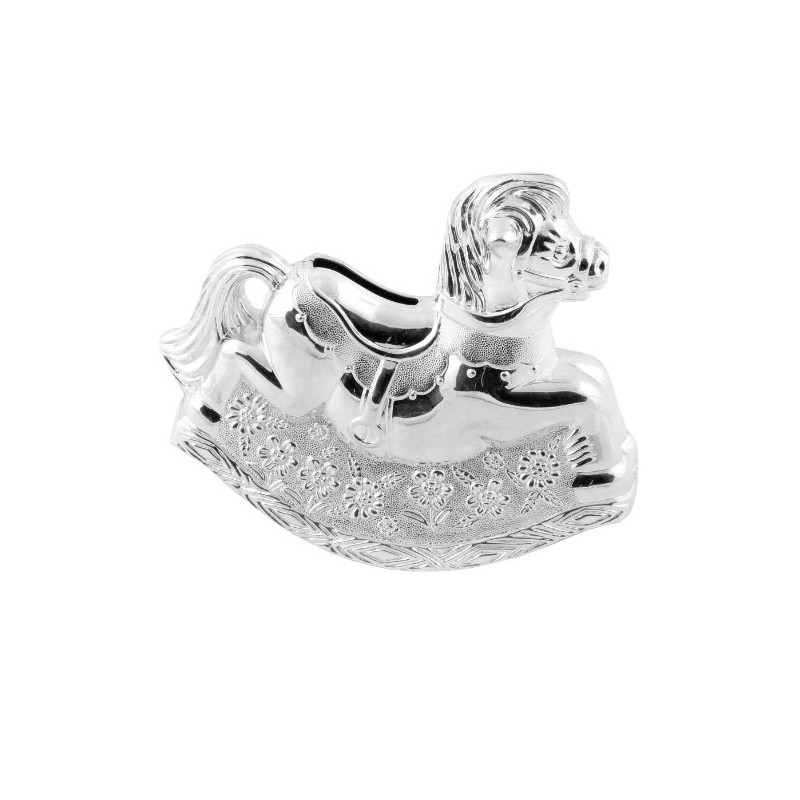 Christening Gifts. Girls Silver Rocking Horse Money Box
