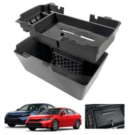 EUEKY 2Pack Hon da Civic 2025 Center Console Tray for 2022 2023 2024 2025 2026 Hon da Civic Console Organizer for Hon da Civic 2024 Accessories Civic Center Console Organizer Double Layers