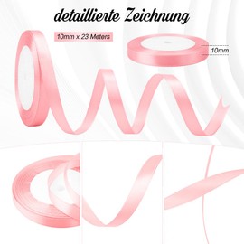 Satin Ribbon Pink Gift Ribbon 10 mm 23 Metres Ribbon Mother's Day Gift Decoration Pink Fabric Ribbon for Wedding Ribbon Bridal Bouquet Satin Ribbon Gift Ribbon Set Pink Bow Decoration Pink Sugar Pink