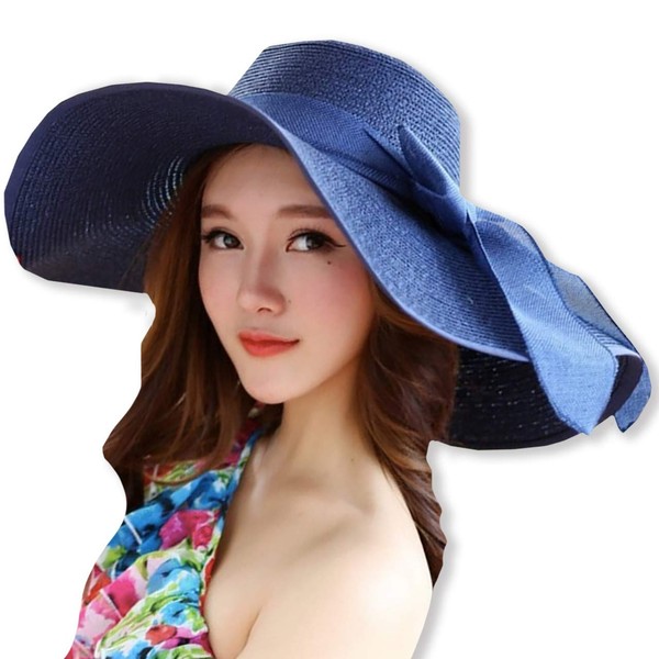 White Fang CA127 Women's Straw Hat, Hat, Celebrity, Folding, Wide