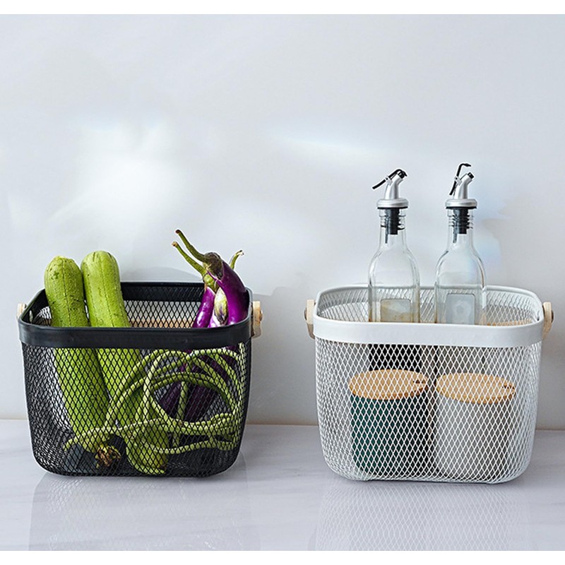 Cheardia 2 Pack Picnic Baskets, Metal Mesh Harvest Basket with