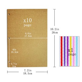 ZEEYUAN Inner Blank Scrapbook Pages 26cm x 18.5cm, Brown Refill Pages for Large DIY Photo Albums 10 Sheets /20 Pages