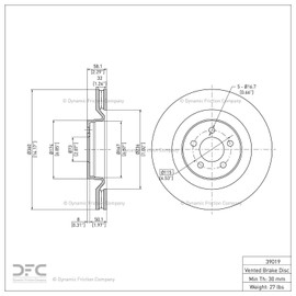 Dynamic Friction Company Front GEOSPEC Coated Brake Rotor 614-39019 (1) For 2005-2014 Chrysler 300, 2006-2008 Dodge Magnum, 2006-2020 Dodge Charger, 2008-2020 Dodge Challenger