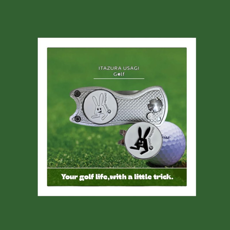 ITAZURA USAGI Golf Golf Marker & Green Fork (Silver) Competition
