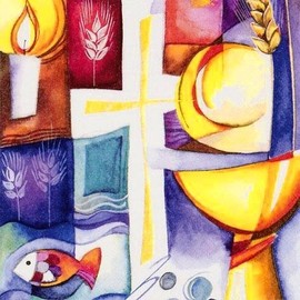 Servietten Kommunion II blau bunt, 33 x 33 cm, 20 Stück