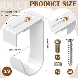 Hicarer 2 Pcs Closet Rod Support for Wire Shelf Adjustable Rod Bracket Metal Wall Mount Brackets for Hanging Clothes Laundry Room Shelves Closet Utility Storage