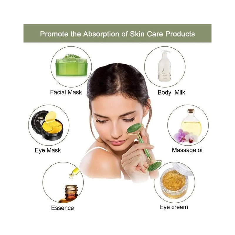 Rodillo De Masaje Facial De Jade Gua Sha Rejuvenece Kit
