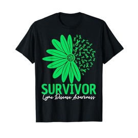 Survivor Lyme Disease Awareness Flower Ribbon Green T-Shirt