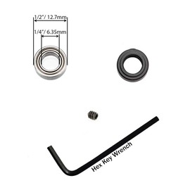 Gasea 5 Set Router Bit Replacement Bearings Bottom Mounted Bearing Guide with Stop Rings for 1/4-Inch Shank Router Bit | Inner Dia: 1/4" | Outer Dia: 1/2"