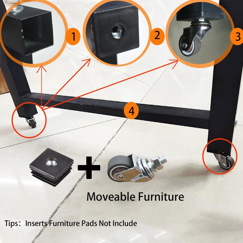 MyyYiTar 2" Swivel Stem Threaded Casters, TPR Mute Caster Wheel