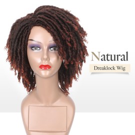 Fancy Hair Short Dreadlock Wig Afro Twist Faux Locs Wig Synthetic Dreadlock Wig for Black Women (350#)
