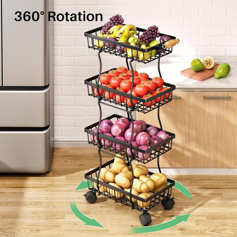 Fruit Basket Kitchen Pantry Organizers and Storage - 4 Tier