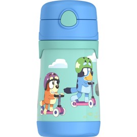 Thermos Baby 10 oz. Stainless Steel Bottle with pop-up straw, Bluey