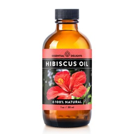 Essential Delights Hibiscus Oil Premium Cold Pressed Carrier Oil (1 oz.) | for Skin, Face, Body, Hair Revitalization |
