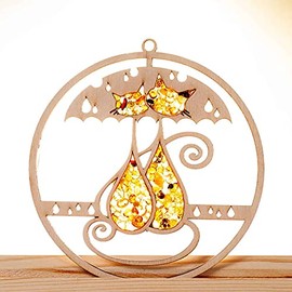 Raduly Amber Birch Wood Cat Window Decoration Diameter 10