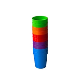 Harfield Tableware Rainbow Pack of 10 Tumblers Reusable BPA Free Plastic Children's Shatterproof Cups, Multicolour