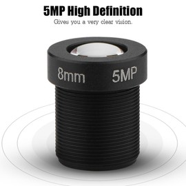 Sonew 8mm Wide Angle CCTV Lens, 5 Megapixel IP Camera Lens with IR Support, Fixed Focal Length, M12*0.5, Black