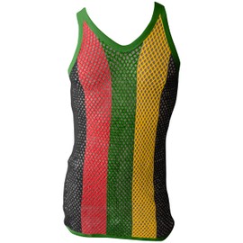 Fishnet Rasta String Vest for Men and Women. Rasta Clothing. Rasta Tank Top in Cotton.Great Gym Workout Tank Tops