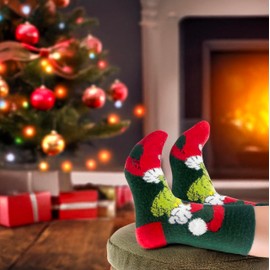A+ Prime Grinch Women's Cosy Socks 4-8, Green