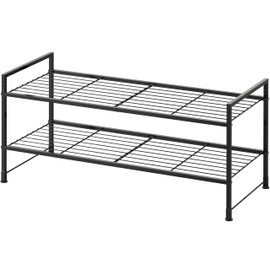Simple Houseware 2 Tier Stackable Wire Shoes Rack, Black