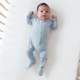 KYTE BABY Unisex Zipper Closure Footies, Rayon Made From Bamboo (3-6 Months, Fog)