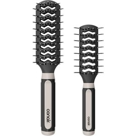 Conair Salon Results ventilación - Juego de cepillos para desenredar el cabello, cepillo para polvo de viaje + cepillo para polvo de pelo de tamaño completo