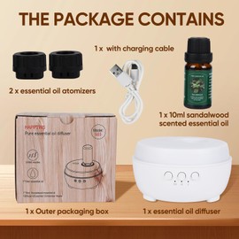 Waterless Essential Oil Diffuser - Three-Speed Mist Mode, 7-Color LED Lights, Compatible with Various Types of Essential Oils - Suitable for bedrooms, Living Rooms-White