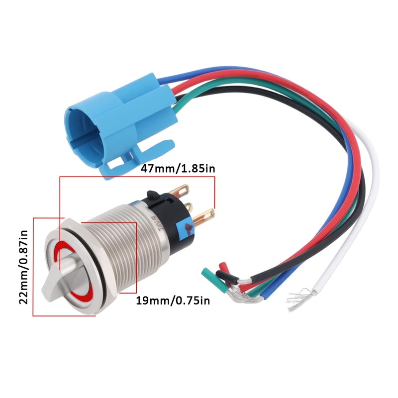 Be In Your Mind 19mm 5 Pin 12V~24V Rotary Switch