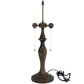 WERFACTORY Table Lamp Base Replacement Only, Wide 6.5 Height 24 Inch, Fit for 12, 14, 16, 18 Inch Tiffany Style Stained Glass Lampshade, Dark Bronze Finish, Metal, Pull Chain Switch