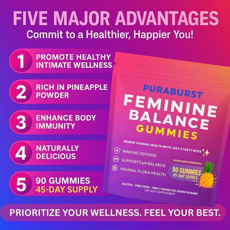 Premium Feminine Balance Gummies for Women – pH Balance, Vaginal