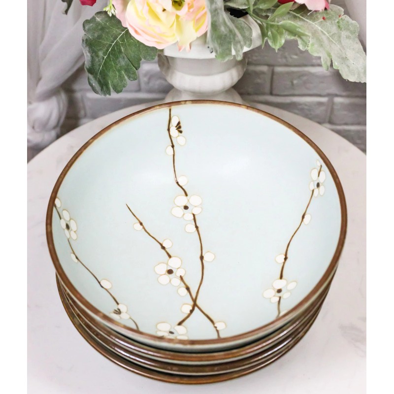 Set Of 4 Japanese Soushun Sakura Cherry Blossoms Porcelain Salad