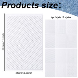 FREEBLOSS 12Pcs Sashiko Water Soluble Embroidery Transfer Patterns Hand Sewing Stabilizers with Geometry Pattern Stick and Stitch Embroidery Paper Patterns Sashiko Templates for Sewing Lover