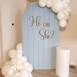 He Or She? Wall Decal - Gender Reveal Girl Or Boy Baby Shower Decal Sign, Birthday, Welcome Baby Baptism Party Supplies, Photobooth Backdrop