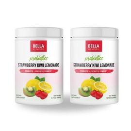 2-Pack Bella All Natural Probiotics Strawberry Kiwi Lemonade – Gut Health Support, Prebiotic + Probiotic Blend, Delicious Daily Drink Mix