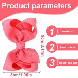 YOCDNOV Pack of 6 Bows Hair Clips - Ponytail Clips 3 Inches, Duckbill Hair Bow for Teenage Girls Hair Accessories (Cinnamon + Pink + Blue)