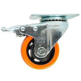 Dogotuls ZF5119 Rodaja PVC Giratoria y Freno, color Naranja, 4"