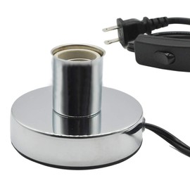 Metal Table Lamp Base,Standard E26 E27 Socket for Incandescent LED CFL Halogen Light Bulb,with in-line ON/OFF Switch,Holding Medimun Screw Base Light Bulb on Desktop