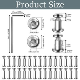 Pack of 30 Connection Screws M3, Sleeve Screws M3 x 5 mm with Hex Key Furniture Connector Screws Stainless Steel Cabinet Connector for Furniture, Cabinets and Wood Bread