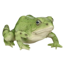 Figuren Shop GmbH Green Frog Garden Figurine - Lifelike HotAnt Animal Figure, 15 cm Depth, Weatherproof & Hand Painted for Pond & Garden