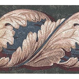 CONCORD WALLCOVERINGS ™ Wallpaper Border Vintage Architectural Pattern Victorian Molding Style Leaves for Living Bedroom Home Office Hotel, Brown Beige Burgundy, 5 Inches by 15 Feet TE9137B